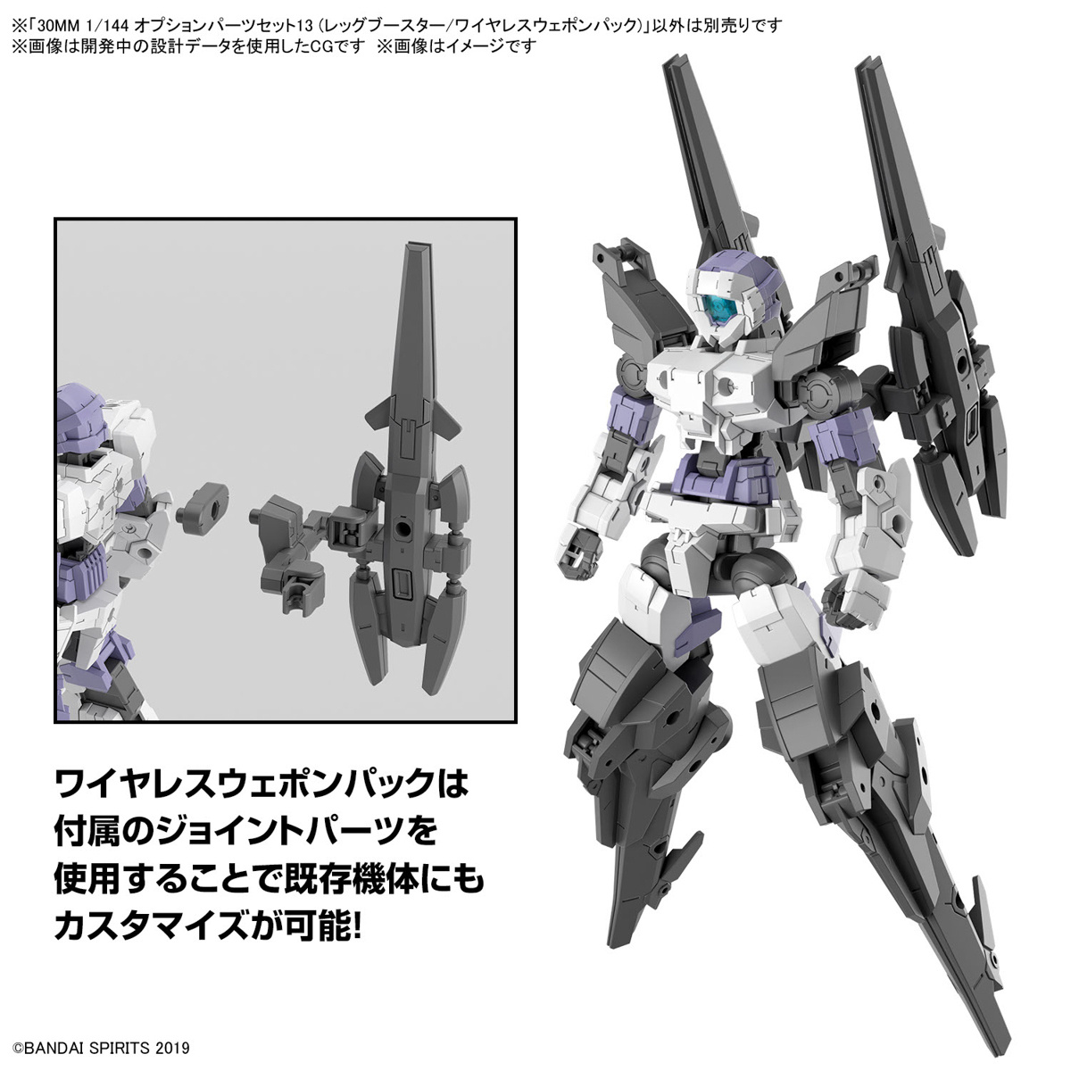 KIT ACCESORIOS 30MM 1/144 OPTION PARTS SET 13 LEG BOOSTER UNIT / WIRELESS WEAPON PACK BANDAI HOBBY