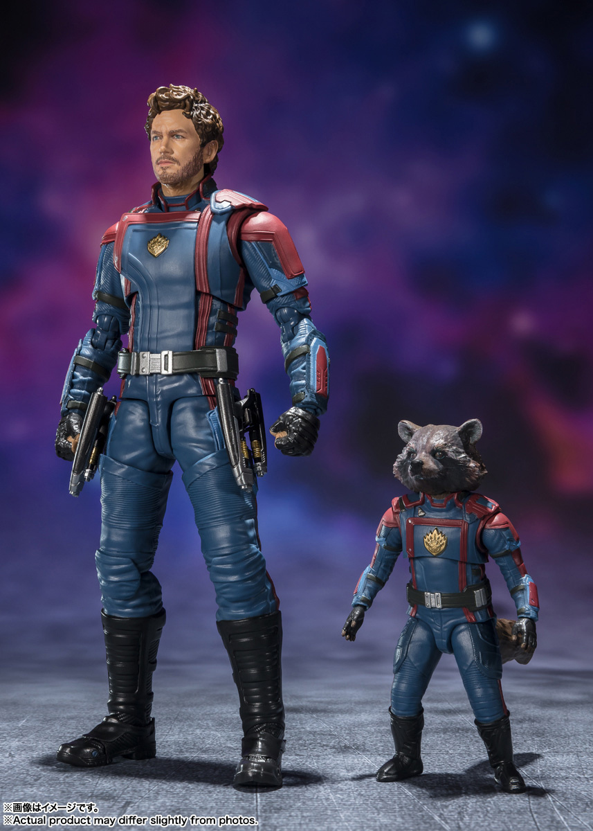 FIGURA ACCION S.H.FIGUARTS STAR LORD &amp; ROCKET RACCOON GOTG VOLUMEN 3. TAMASHII NATIONS