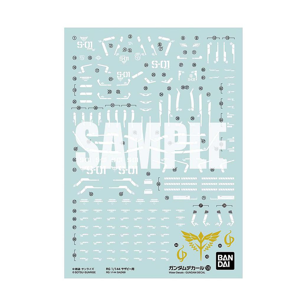 DECALS GUNDAM 126 RG 1/144 SAZABI BANDAI HOBBY