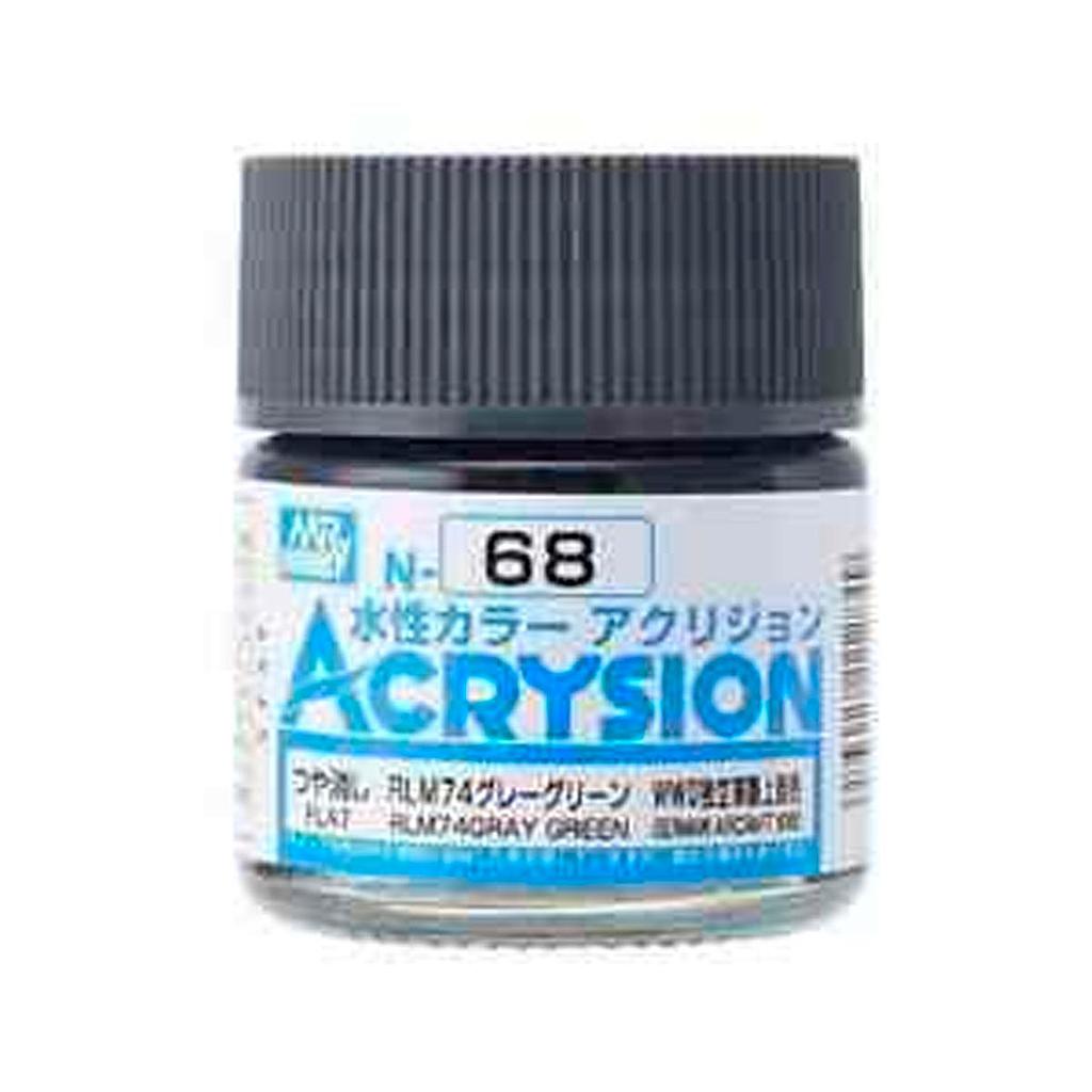 PINTURA N68 ACRYSION COLOR RLM74 GRAY GREEN MR. HOBBY